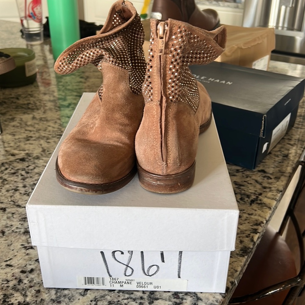 Champagne Velour Booties